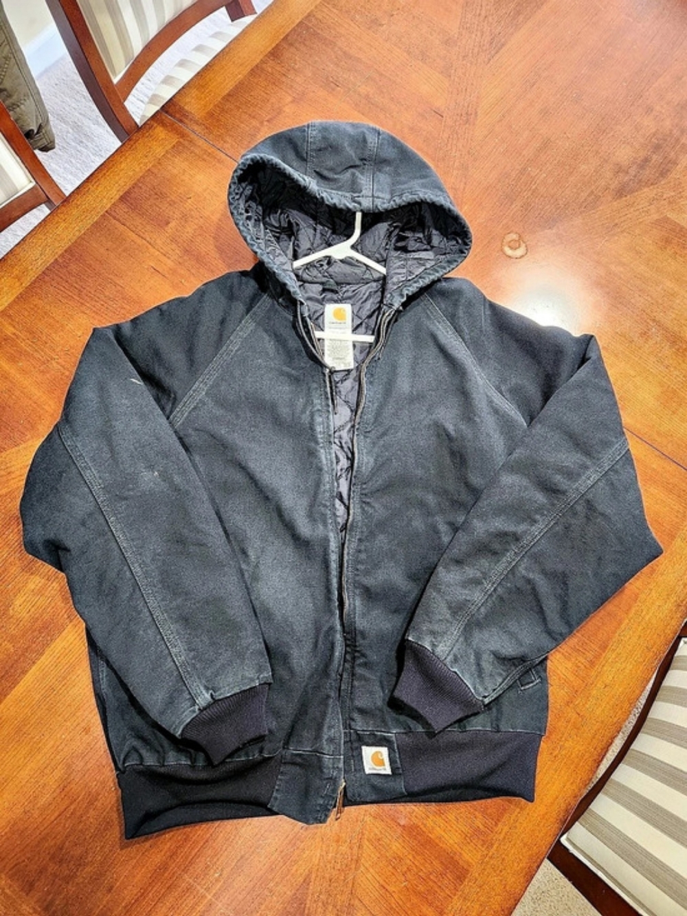 Carhartt Sandstone Active Jac Black Hooded Jacket Size Large
